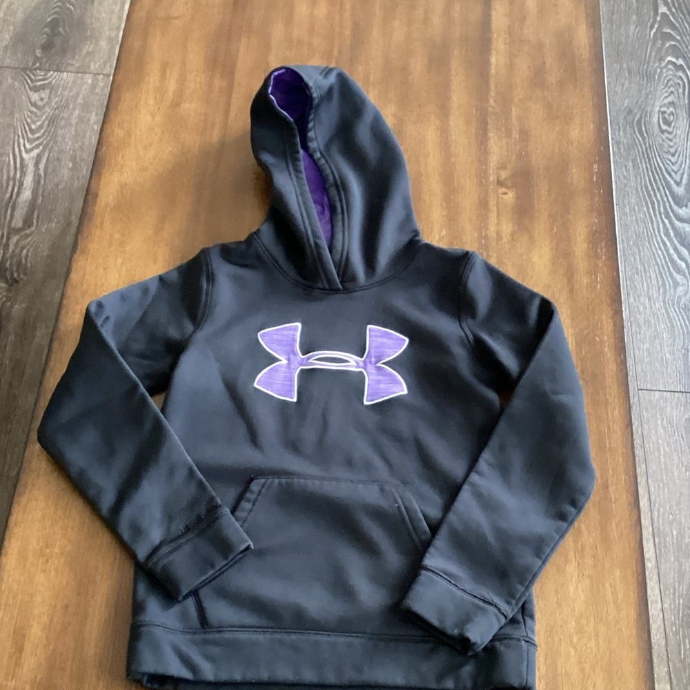 Under Armour Kids Black Hoodie with Purple Accent